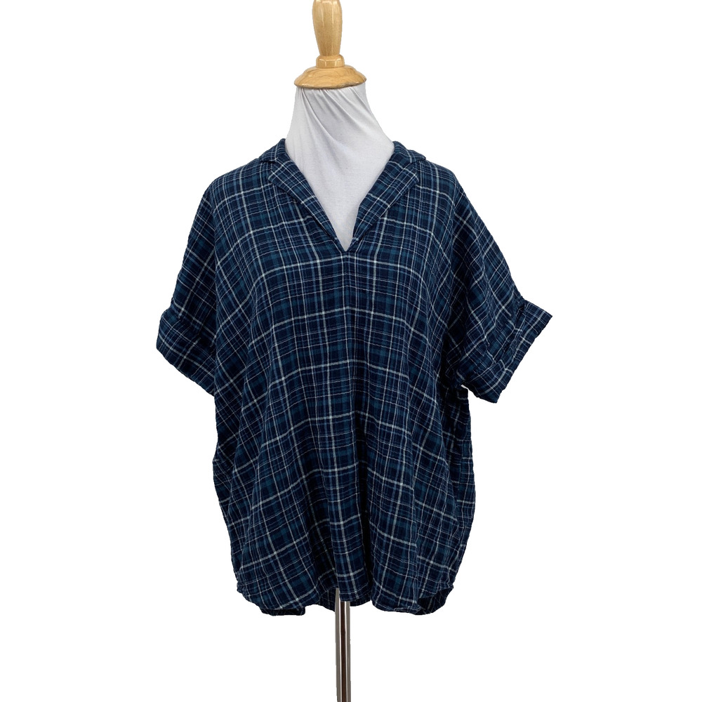 Madewell Shirt Womens M Medium Plaid Swenson Popover Morefield Short Sleeve